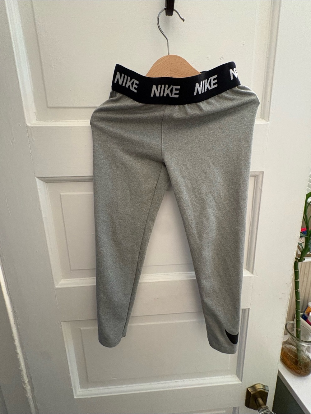 Nike Kids Gray Leggings with Black Branded Waistband